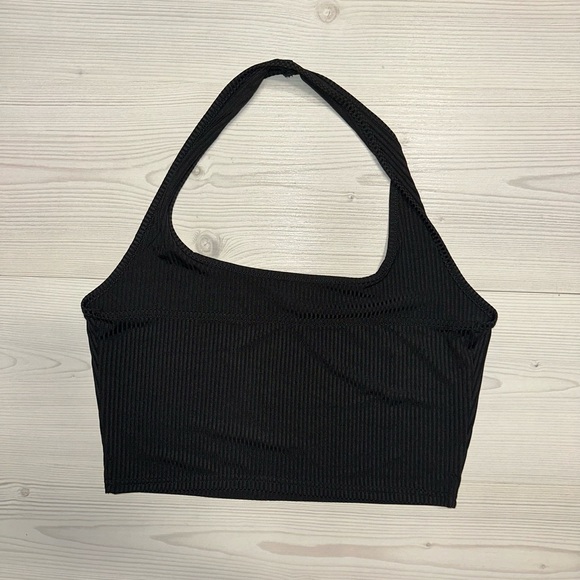 Black Ribbed Halter Top - Picture 2 of 3